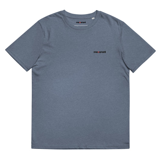T-shirt in cotone organico unisex colore Dark Heather Blu con logo ricamato
