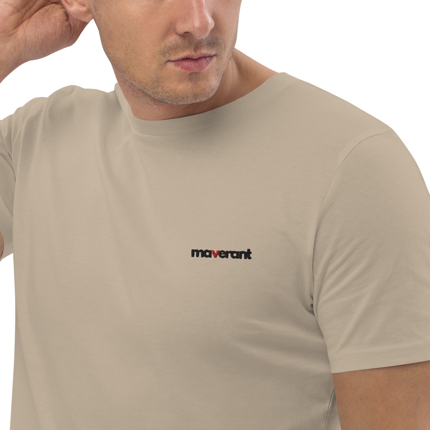 T-shirt in cotone organico unisex colore Desert Dust con logo ricamato