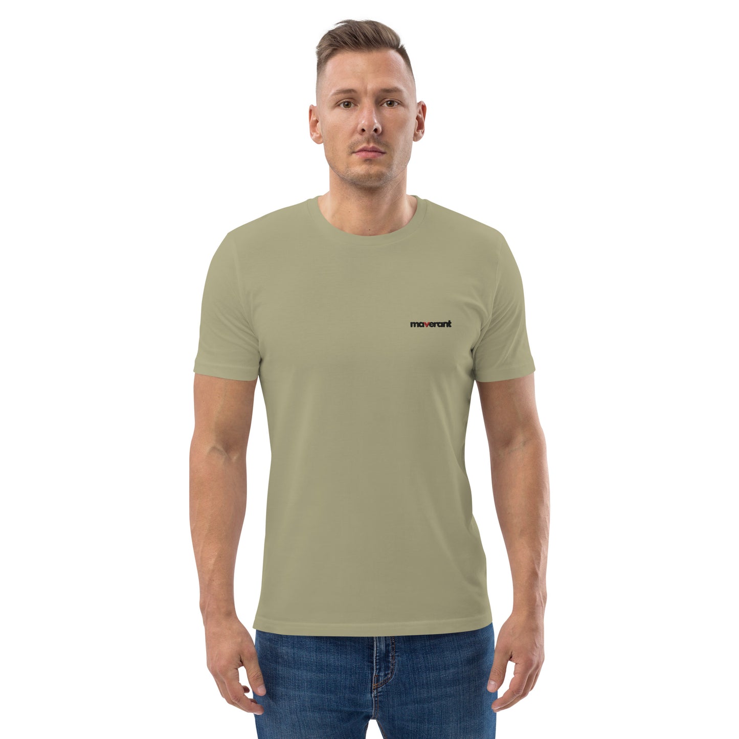 T-shirt in cotone organico unisex colore Sage con logo ricamato