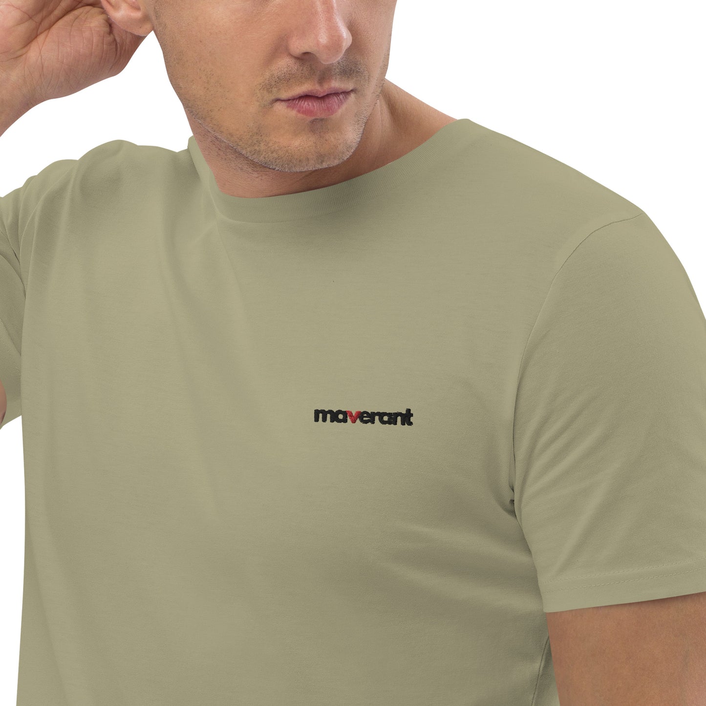 T-shirt in cotone organico unisex colore Sage con logo ricamato